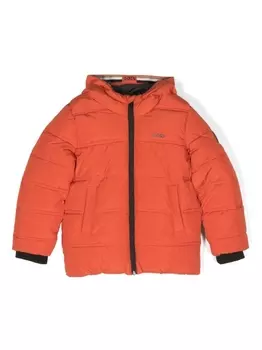 BOSS Kidswear пуховик с логотипом, оранжевый