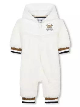 BOSS Kidswear ромпер из шерпы с логотипом, белый