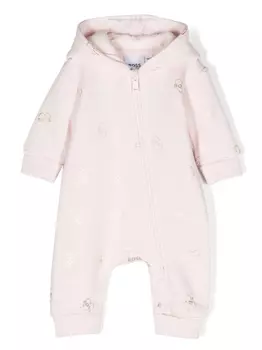 BOSS Kidswear ромпер с капюшоном и логотипом, розовый
