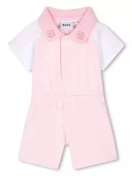 BOSS Kidswear ромпер с вышитым логотипом, розовый