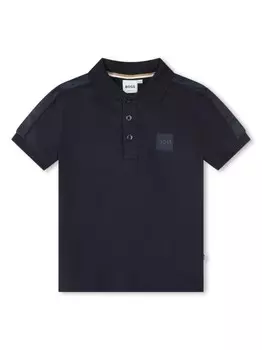 BOSS Kidswear рубашка поло с короткими рукавами и нашивкой-логотипом, синий
