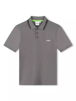 BOSS Kidswear рубашка поло с логотипом, серый