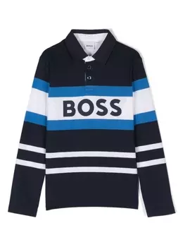 BOSS Kidswear рубашка поло с логотипом, синий