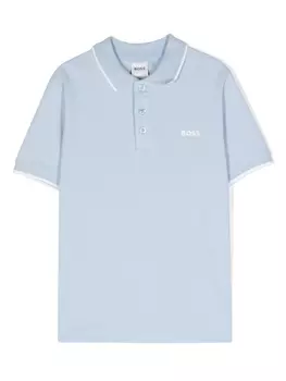 BOSS Kidswear рубашка поло с логотипом, синий