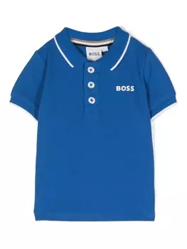 BOSS Kidswear рубашка поло с логотипом, синий