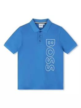 BOSS Kidswear рубашка поло с логотипом, синий