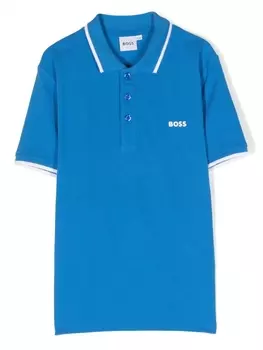 BOSS Kidswear рубашка поло с логотипом, синий