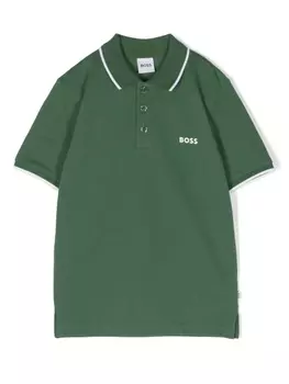 BOSS Kidswear рубашка поло с логотипом, зеленый