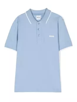 BOSS Kidswear рубашка поло с тисненым логотипом, синий