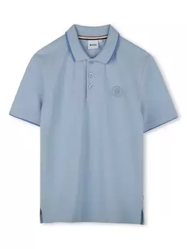 BOSS Kidswear рубашка поло с вышитым логотипом, синий
