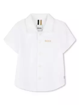 BOSS Kidswear рубашка поло с вышитым логотипом, белый