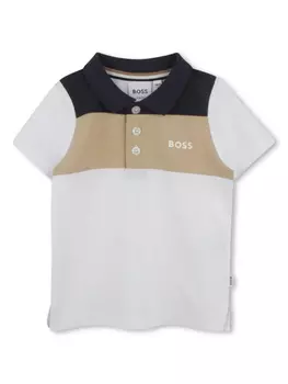 BOSS Kidswear рубашка поло с вышитым логотипом, белый