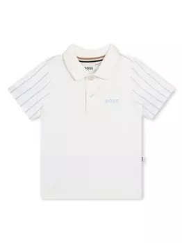 BOSS Kidswear рубашка поло в полоску, белый