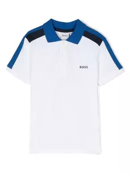 BOSS Kidswear рубашка поло в стиле колор-блок, белый