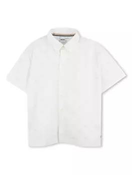 BOSS Kidswear рубашка с логотипом, белый