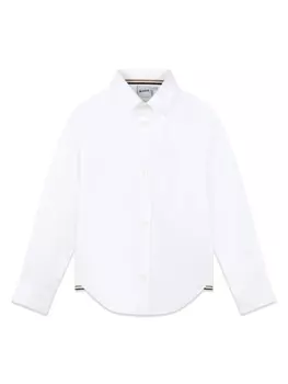 BOSS Kidswear рубашка с вышитым логотипом, белый