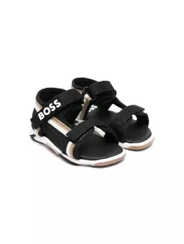 BOSS Kidswear сандалии на липучках с логотипом, черный
