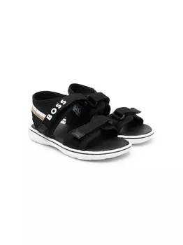 BOSS Kidswear сандалии на липучках с логотипом, черный