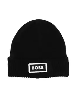 BOSS Kidswear шапка бини с логотипом, черный