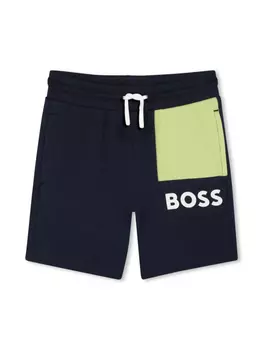BOSS Kidswear шорты с логотипом, синий