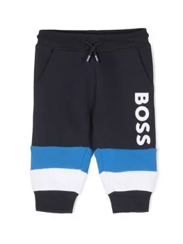 BOSS Kidswear спортивные брюки с полосками и логотипом, синий