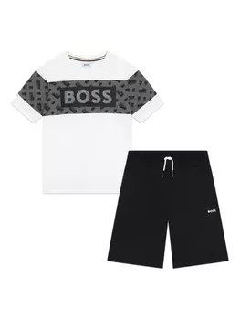 BOSS Kidswear спортивный костюм с логотипом, белый