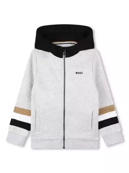BOSS Kidswear спортивный костюм с отделкой в полоску, серый