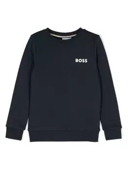 BOSS Kidswear толстовка с логотипом, синий