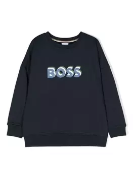 BOSS Kidswear толстовка с логотипом, синий