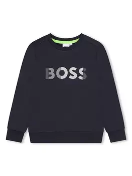 BOSS Kidswear толстовка с логотипом, синий