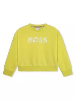 BOSS Kidswear толстовка с тисненным логотипом, желтый
