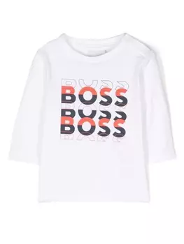 BOSS Kidswear топ с длинными рукавами и логотипом, белый