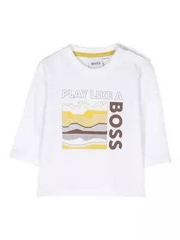 BOSS Kidswear топ с длинными рукавами и логотипом, белый