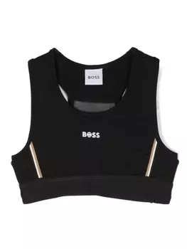 BOSS Kidswear укороченный топ с логотипом, черный