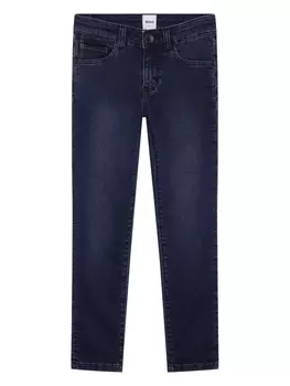 BOSS Kidswear узкие джинсы с нашивкой-логотипом, синий
