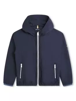 BOSS Kidswear ветровка с капюшоном и нашивкой-логотипом, синий