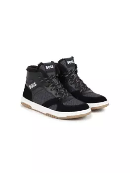 BOSS Kidswear высокие кеды с логотипом, серый