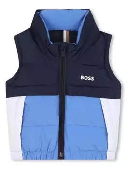 BOSS Kidswear жилет в стиле колор-блок, синий