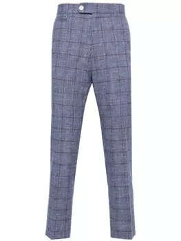 BOSS клетчатые брюки строгого кроя, синий