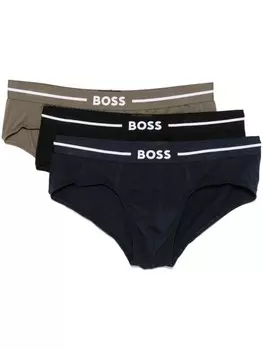 BOSS комплект из трех трусов-брифов с логотипом, черный