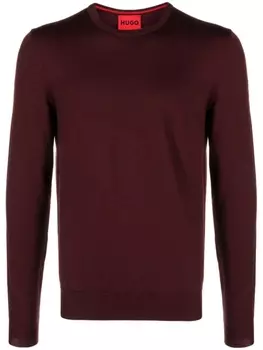 BOSS logo-embroidered fine-knit jumper, красный