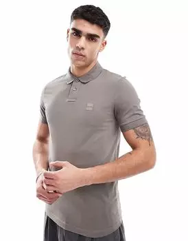 BOSS Orange Passenger icon logo облегающий поло из пике коричневого цвета