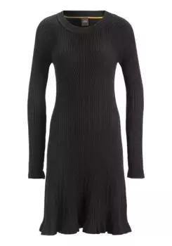 BOSS ORANGE трикотажное платье "C_Furner", с круглым вырезом, черный