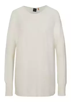 BOSS ORANGE вязаный свитер "C_Falandina", с широкими рукавами, белый