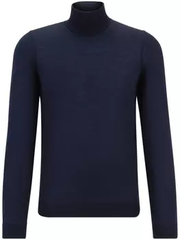 BOSS roll neck knitted sweater, синий
