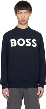BOSS Темно-синяя толстовка с принтом