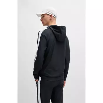 BOSS x MATTEO BERRETTINI Толстовка обычного кроя на молнии с фирменным рисунком в полоску., черный
