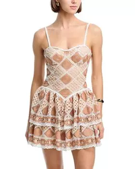 Босса Платье мини с кружевной вязкой PatBO, коричневый/бежевый