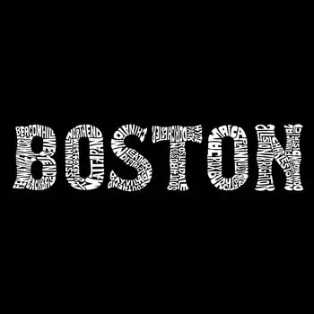 BOSTON NEIGHBORHOODS — мужская футболка с длинным рукавом с надписью Word Art LA Pop Art