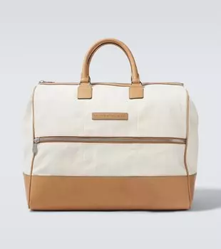 Бостонская летняя холщовая сумка Duffel Brunello Cucinelli, CJ442 White/Brown